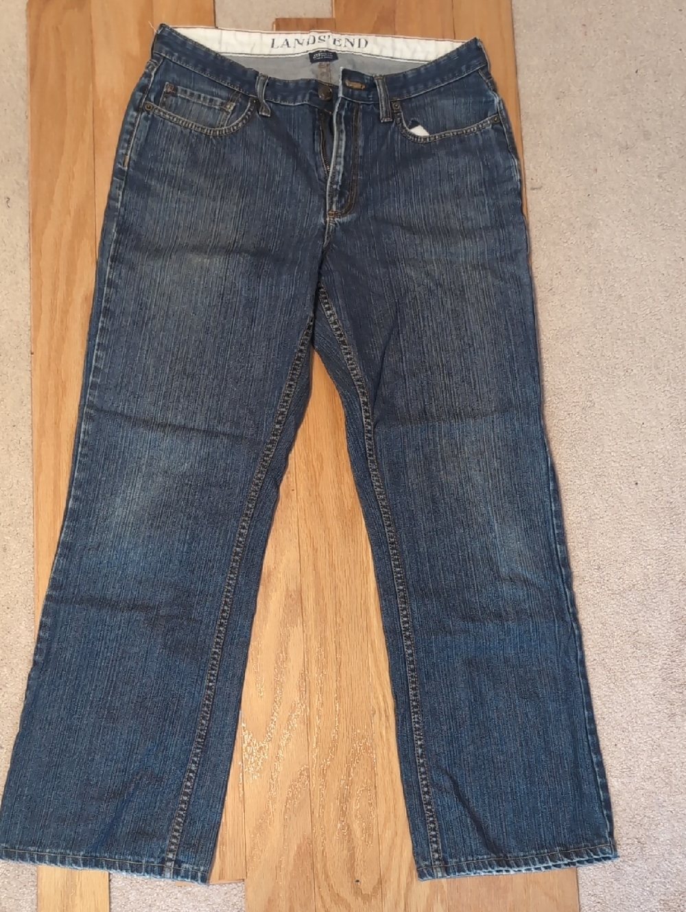 Lands' End Medium Dark Blue Straight Leg Jeans
